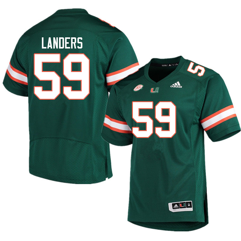 Men #59 Gabe Landers Miami Hurricanes College Football Jerseys Sale-Green - Click Image to Close
